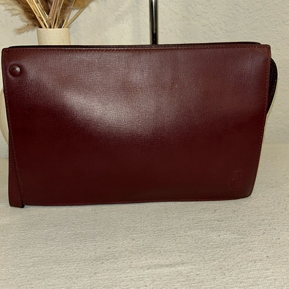 Cartier Handbags - Cartier Red Leather Clutch Bag